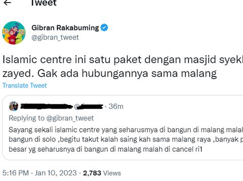 Netizen Protes Islamic Center Dibangun di Solo, Gibran Jawab Begini