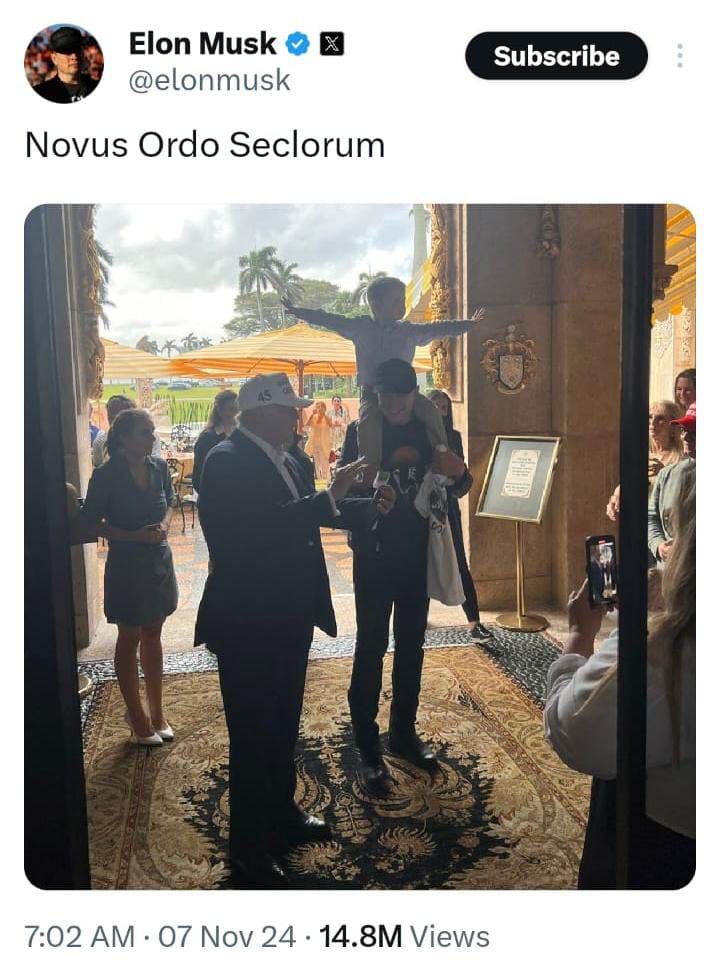 Kemenangan Donald Trump & Makna Cuitan Elon Musk 'Novus Ordo Seclorum'