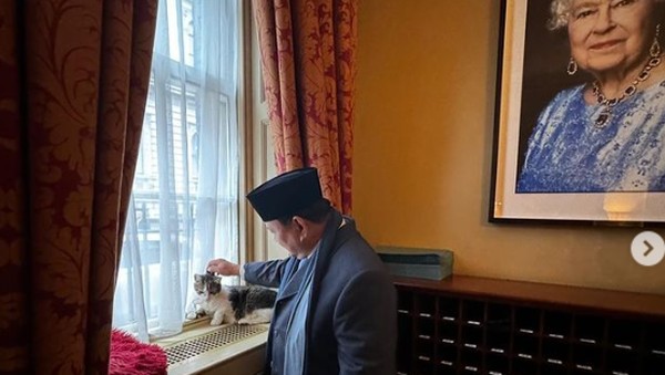 Momen Prabowo Temui Larry The Cat, Kucing Perdana Menteri Inggris