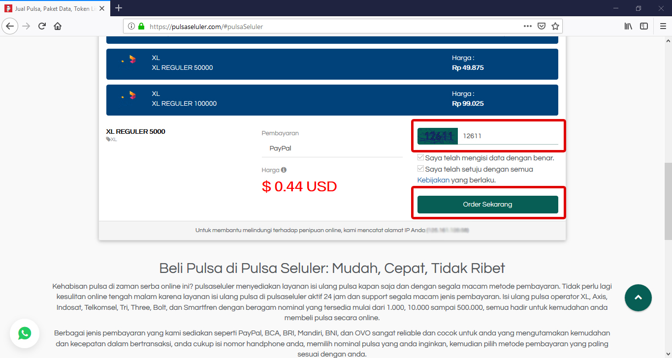 Cara Beli Pulsa Seceara Online via PayPal