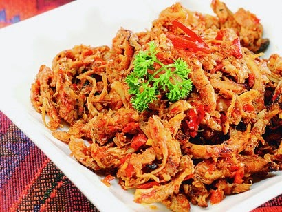 Resep Oseng ayam suwir pedas