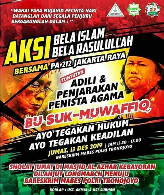 FPI Akan Demo di Bareskrim, Tuntut Sukmawati dan Gus Muwafiq Ditangkap