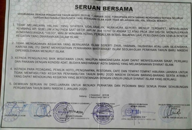 Warga, Turis, Wisatawan Di Sabang Dan Banda Aceh Dilarang Rayakan Tahun Baru