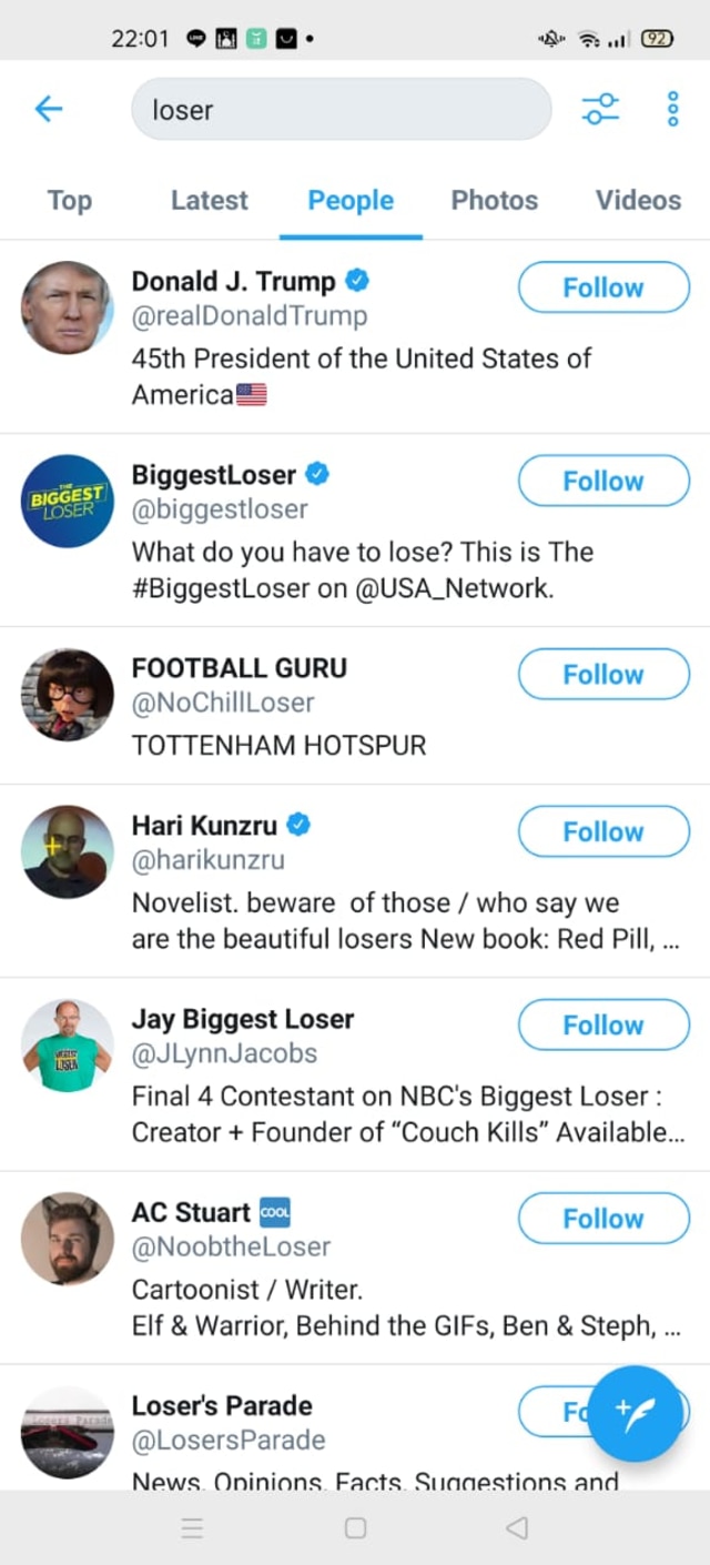 Akun Donald Trump Muncul Saat Cari Kata 'Loser' di Twitter