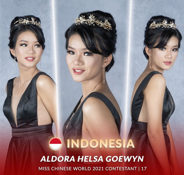 Aldora Helsa Goewyn Raih Gelar Runner-up 2 Miss Chinese World 2021