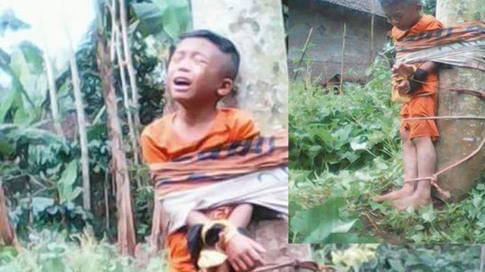 Foto Anak Diikat di Pohon Ini jadi Viral, Netizen pun Merasa Ibah