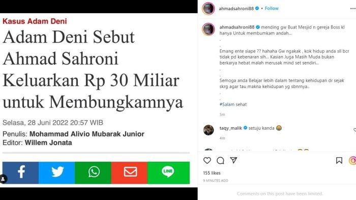 Dituding Suap Rp 30 M untuk Pembungkaman, Ahmad Sahroni Semprot Adam Deni