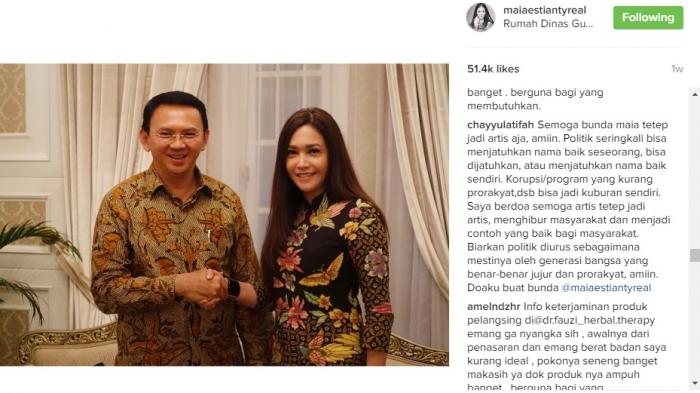 Tak Masuk Jadi Timses Ahok, Maia: Dukung Lewat Instagram Sudah Cukup