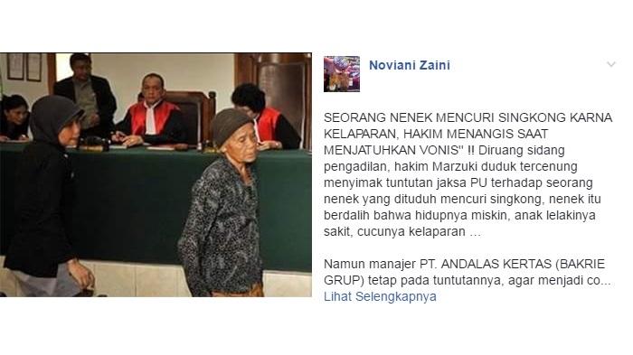 (VIRAL DI FB NOW) TENTANG HATI NURANI SEORANG HAKIM KEPADA SI TUA MISKIN YANG DIADILI