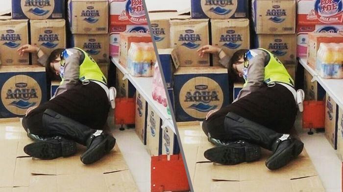 Terungkap, Inilah Polwan Yang Dipuji Netizen Karena Tidur Di Lantai Minimarket