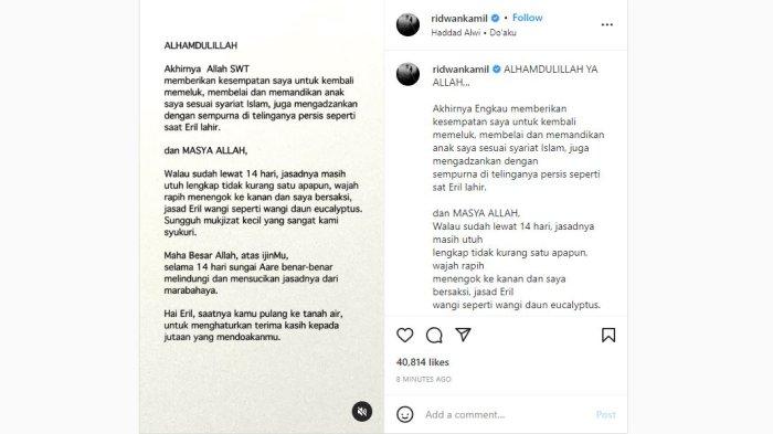 Ridwan Kamil Desain Sendiri Makam untuk Eril