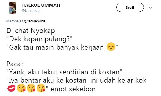 Cuitan lucu nyokap vs pacar ini bikin tersenyum malu