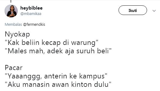 Cuitan lucu nyokap vs pacar ini bikin tersenyum malu
