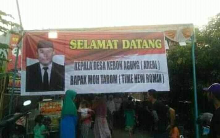Spanduk ucapan selamat datang ini bikin senyum-senyum sendiri