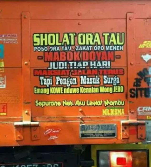 Tulisan lucu Bahasa Jawa di truk ini bikin kamu ketawa ngakak