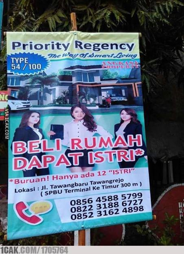 Spanduk jual rumah ini absurdnya bikin kamu geleng kepala