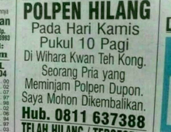 Meme poster 'kehilangan'ini nyelenehnya bikin kamu nggak nyangka
