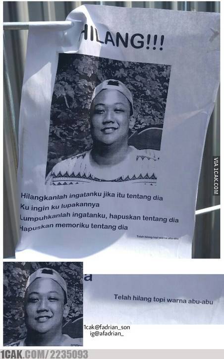 Meme poster 'kehilangan'ini nyelenehnya bikin kamu nggak nyangka