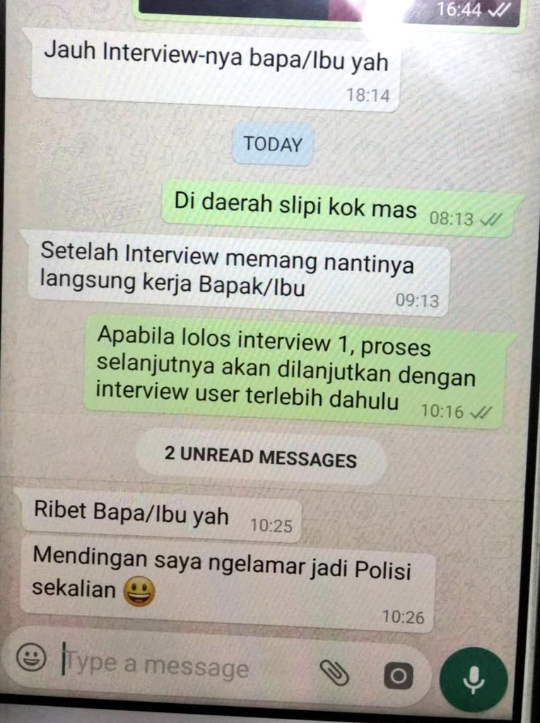 Kumpulan Chat Lucu Saat Mau Melamar Kerja Bikin Tepok Jidat
