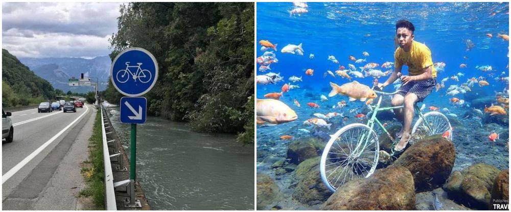 10 FOTO NAIK SEPEDA DI SUNGAI INI BIKIN NGAKAK BANGET