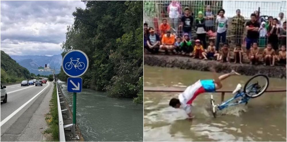 10 FOTO NAIK SEPEDA DI SUNGAI INI BIKIN NGAKAK BANGET