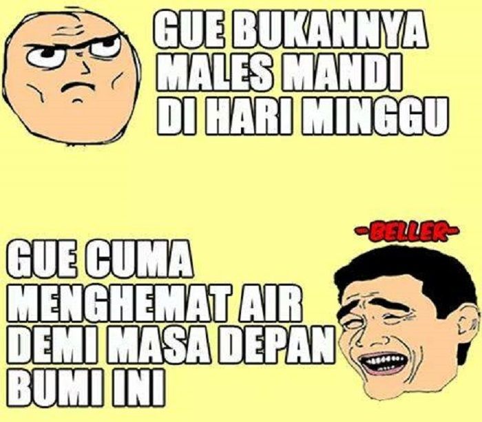 Meme lucu malas mandi ini bikin kamau maunya rebahan selalu