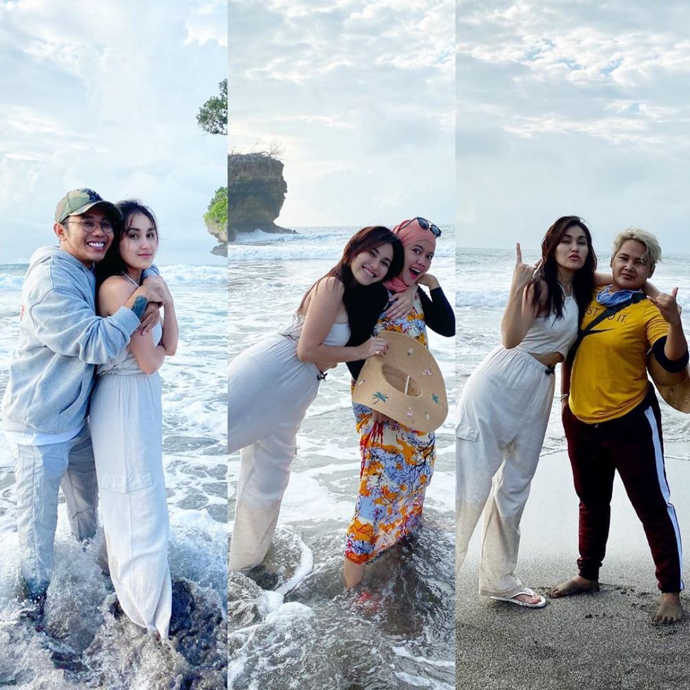 10 POTRET BUSANA MODIS LIBURAN AYU TING-TING DI PANTAI