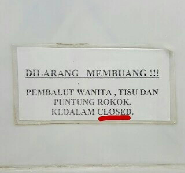 Tulisan lucu larangan pakai bahasa Inggris ini bikin kamu ketawa ngakak
