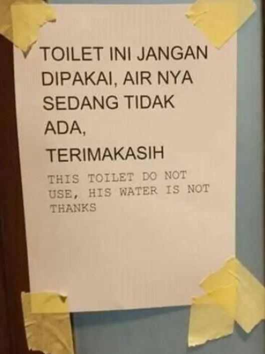 Tulisan lucu larangan pakai bahasa Inggris ini bikin kamu ketawa ngakak
