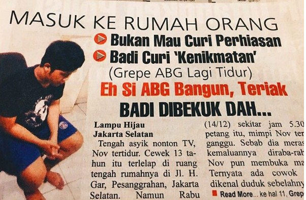7 Judul koran 'asmara berujung pidana' ini kocaknya bikin ketawa lepas