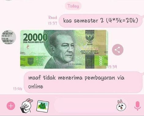 Reaksi-Reaksi Orang Ketika Ditagih Uang Kas dari Chat