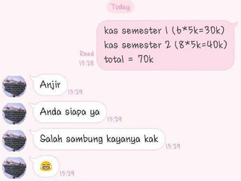 Reaksi-Reaksi Orang Ketika Ditagih Uang Kas dari Chat