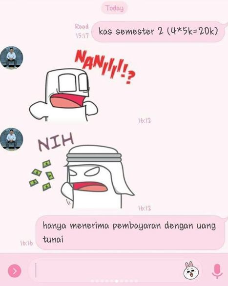 Reaksi-Reaksi Orang Ketika Ditagih Uang Kas dari Chat