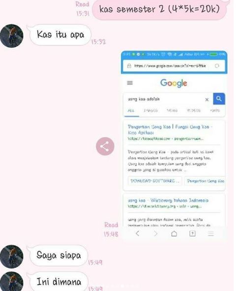 Reaksi-Reaksi Orang Ketika Ditagih Uang Kas dari Chat