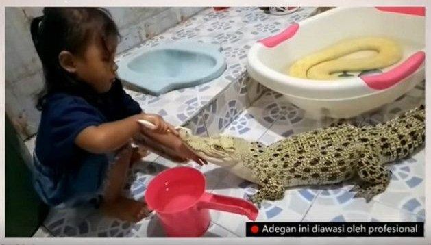 Asli Bar-bar, Kelakuan Emak2 Minta Foto Diatas Punggung Buaya Raksasa Bikin Greget!