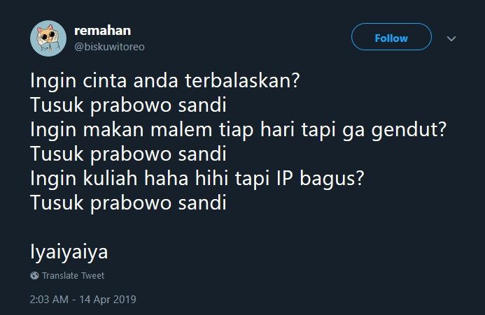 Ramai Tagar #TusukPrabowoSandi