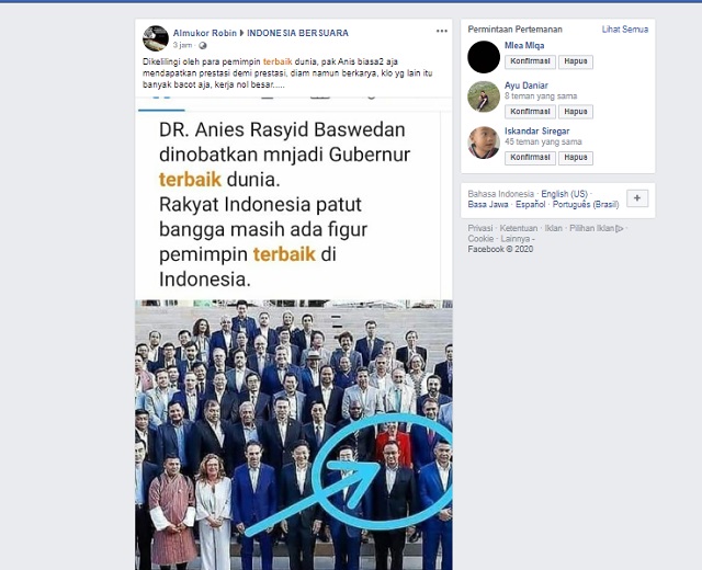 DR. Anies Baswedan Dinobatkan sebagai Gubernur Terbaik di Dunia