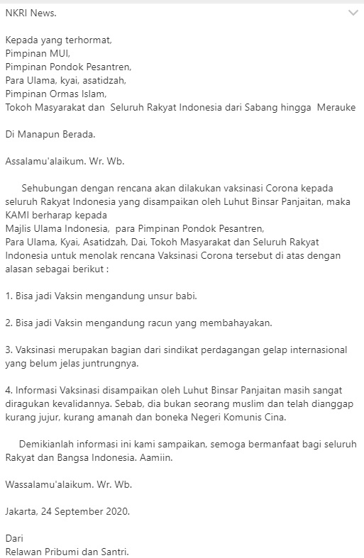 Vaksin Korona Asal Tiongkok Mengandung Babi ?