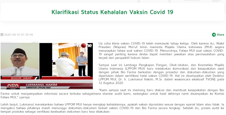 Vaksin Korona Asal Tiongkok Mengandung Babi ?