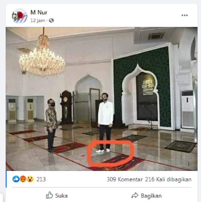 Presiden jokowi masuk masjid pake sepatu? Cek faktanya