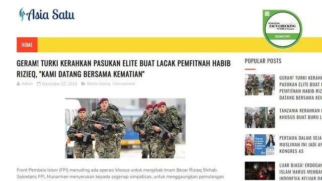 &#91;Cek Fakta&#93; Turki Kerahkan Pasukan Elite untuk Lacak Pemfitnah Rizieq Shihab?