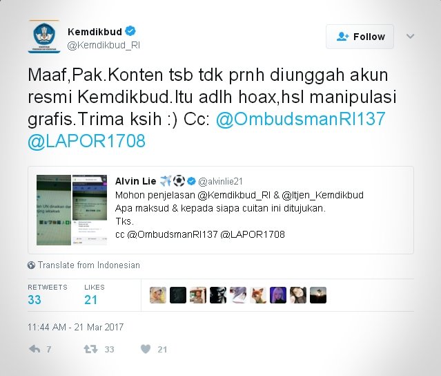 Akun Twitter Kemdikbud RI diduga dihack, ini bantahan admin