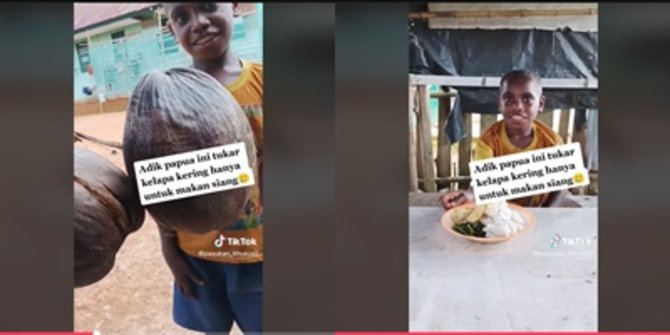 Adik Papua Datang ke Pos TNI Bawa Kelapa Kering, Demi Bisa Ditukar Makan Siang