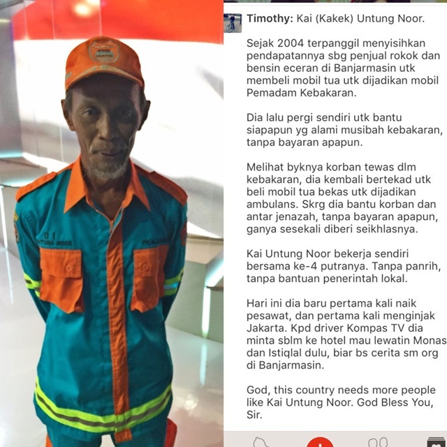 Jadi Pemadam Kebakaran Tanpa Upah, Kisah Kakek Ini Menyentuh Hati