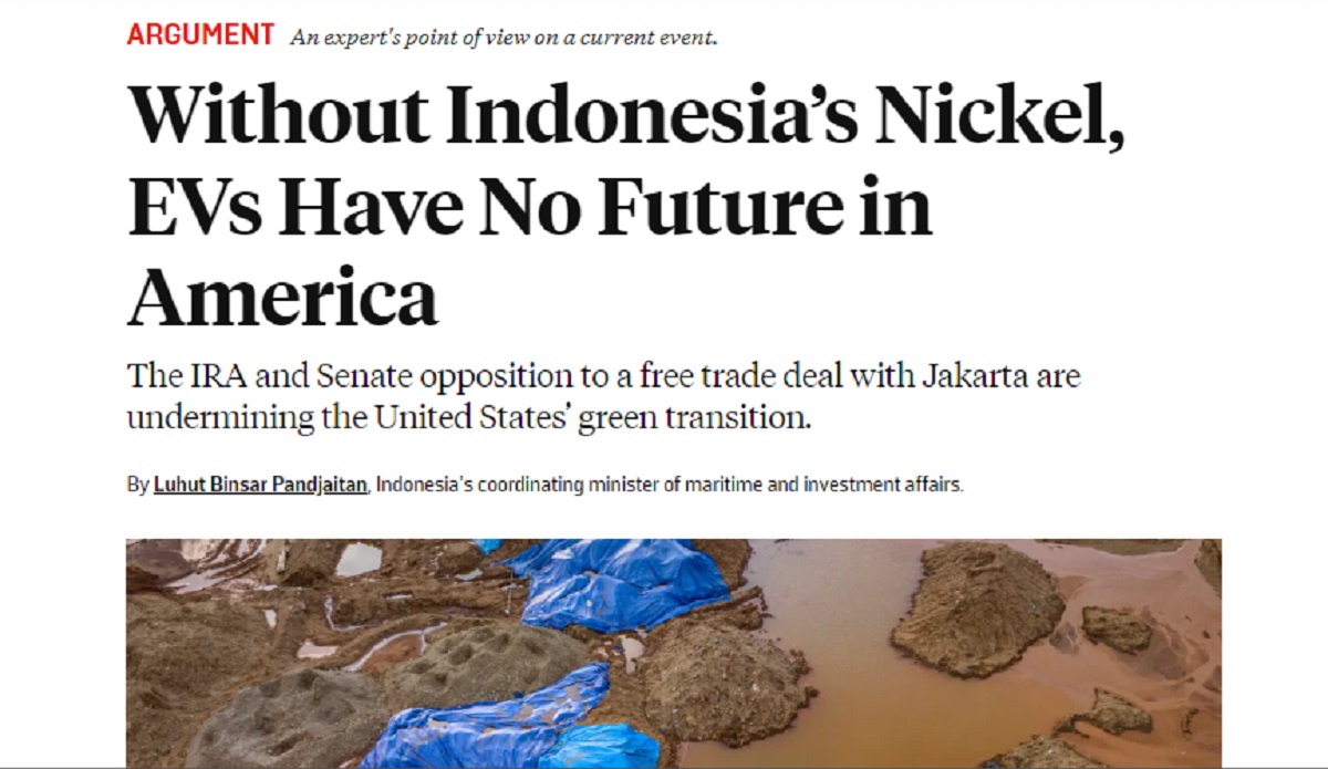 Luhut Binsar Sebut Tanpa Nikel Indonesia, Pasar EV Amerika Terpuruk