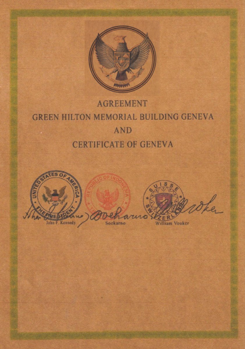 Harta Karun Emas Indonesia “The Green Hilton Memorial Agreement ” di Geneva