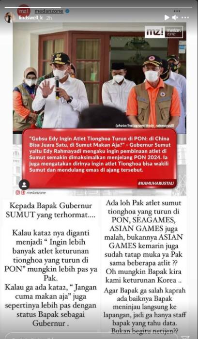 Edy Sebut Orang Tionghoa di China Juara, di Sumut Makan Aja, Lindswell Kwok Protes