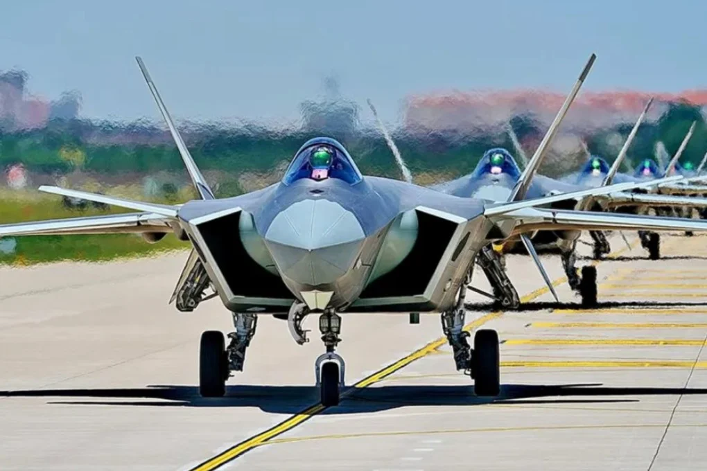 Jet Siluman J-20 Lewat Selat Tsushima.