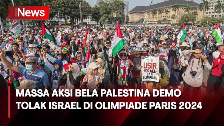 Ribuan Rakyat Indonesia Demo di Kawasan Patung Kuda, Tolak Kontingan Israel Ikut Oli

