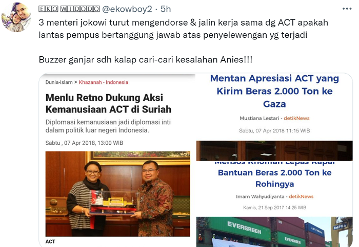ACT Dikaitkan dengan Anies, Padahal PDIP dan 3 Menteri Jokowi juga Pernah Kerja Sama